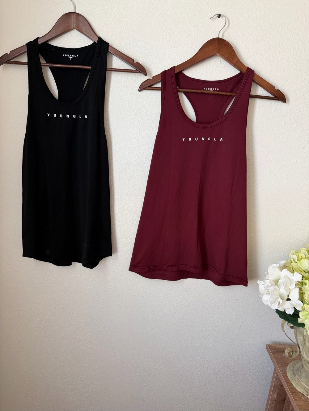 YoungLA Women's Racerback Tank Top - Black & Burgundy Wine